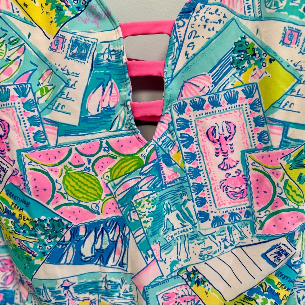 Lilly Pulitzer Jaspen one-piece swimsuit in “Pop Up Wish You Were Here,” size 14 - Picture 5 of 10